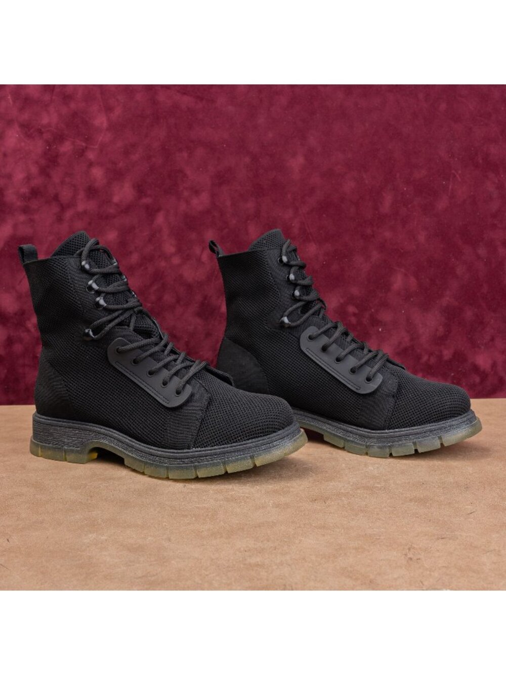 MIA Women Black Breatheable Fabric lace-up Fashion Combat Boots sz 8.5